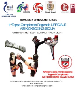 Locandina Campionato Regionale ASI Kick Boxing Sicilia 30 Novembre 2025 Salemi